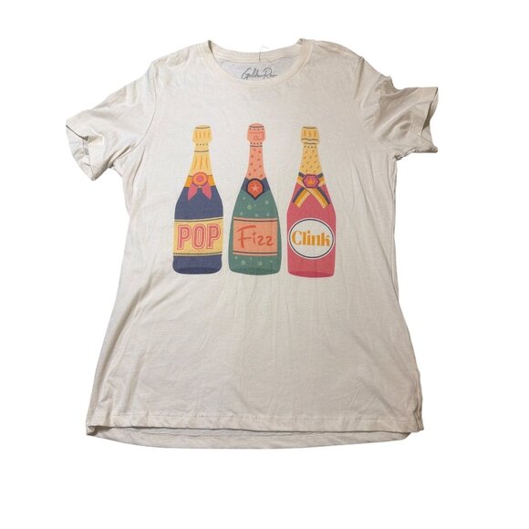 Golden Rose Tops - Pop Fizz Clink Graphic T Shirt Golden Rose Clothing Cotton Champagne Sz S NWOT